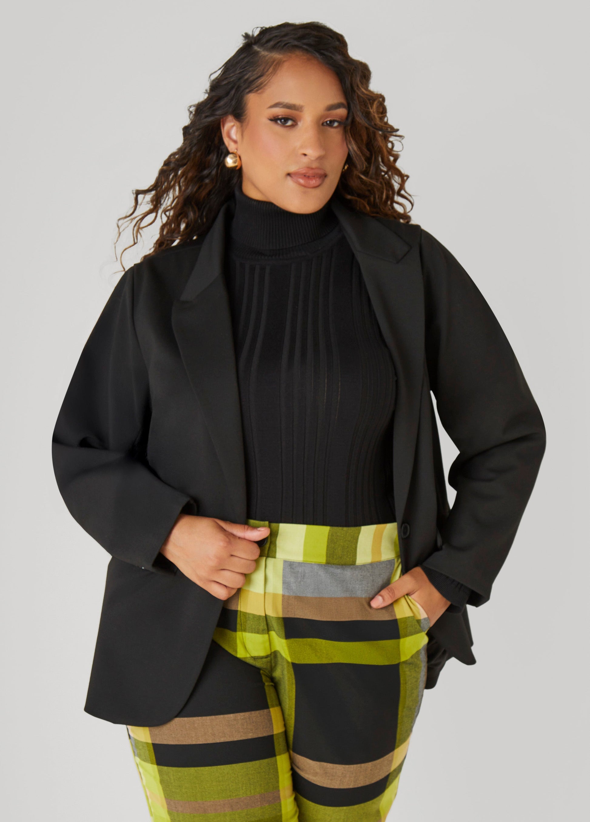 Ashley Stewart Turtleneck Ribbed Knit Sweater White