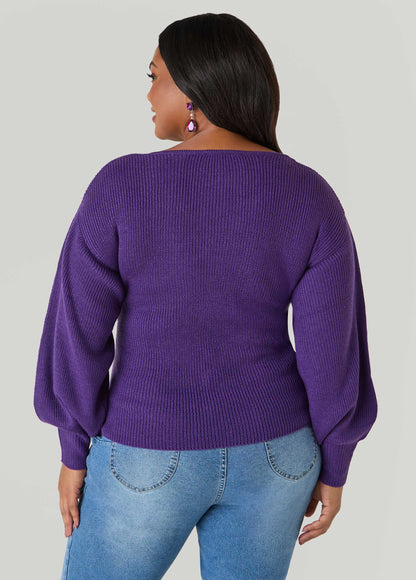 Ashley Stewart Crisscross Sweater Black