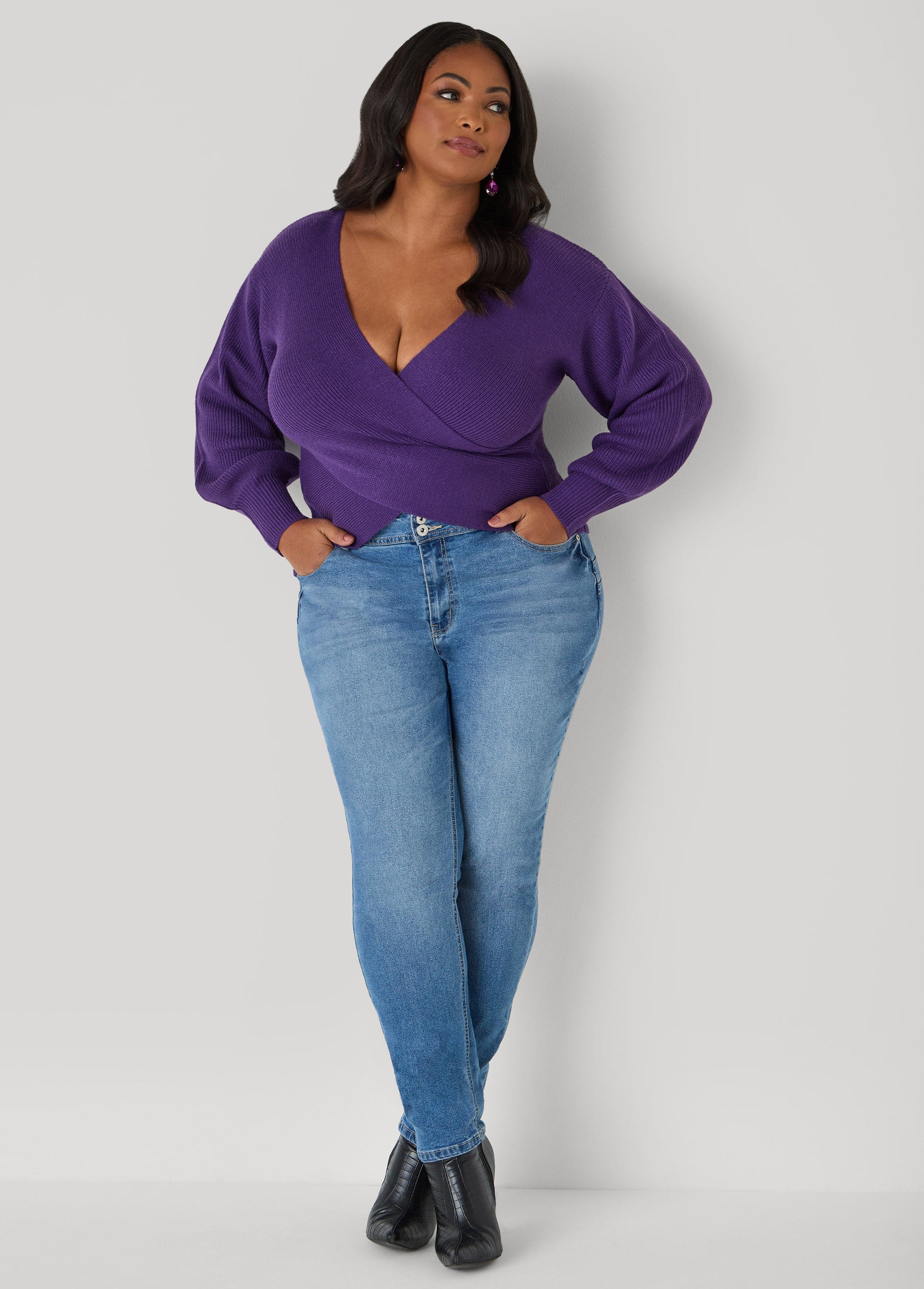 Ashley Stewart Crisscross Sweater Black
