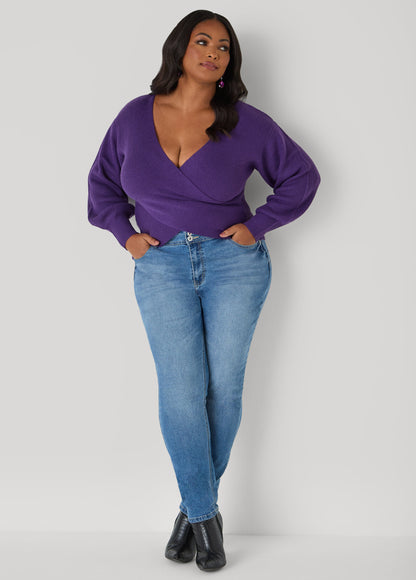 Ashley Stewart Crisscross Sweater Black