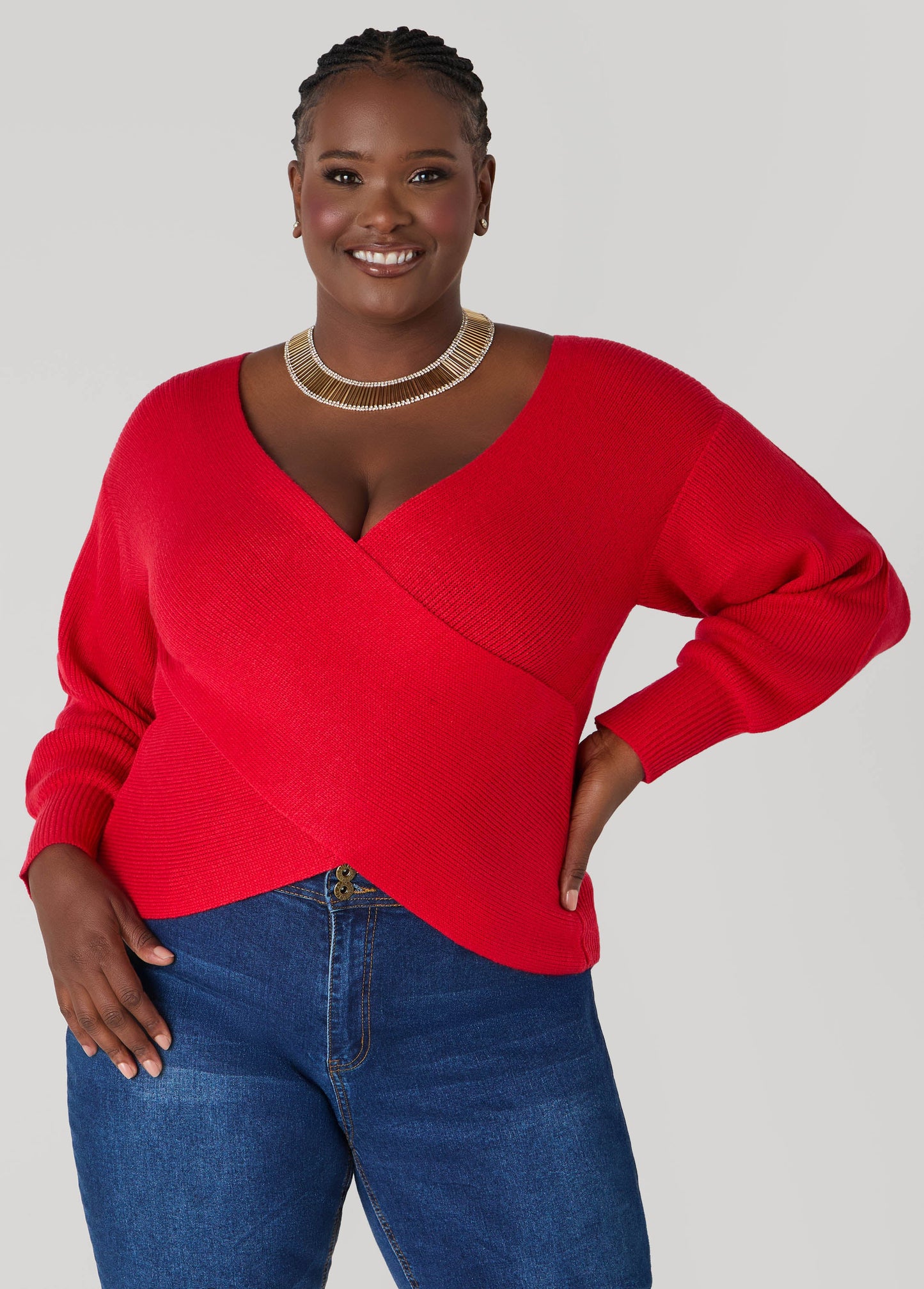 Ashley Stewart Crisscross Sweater Black