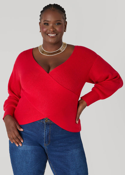 Ashley Stewart Crisscross Sweater Black