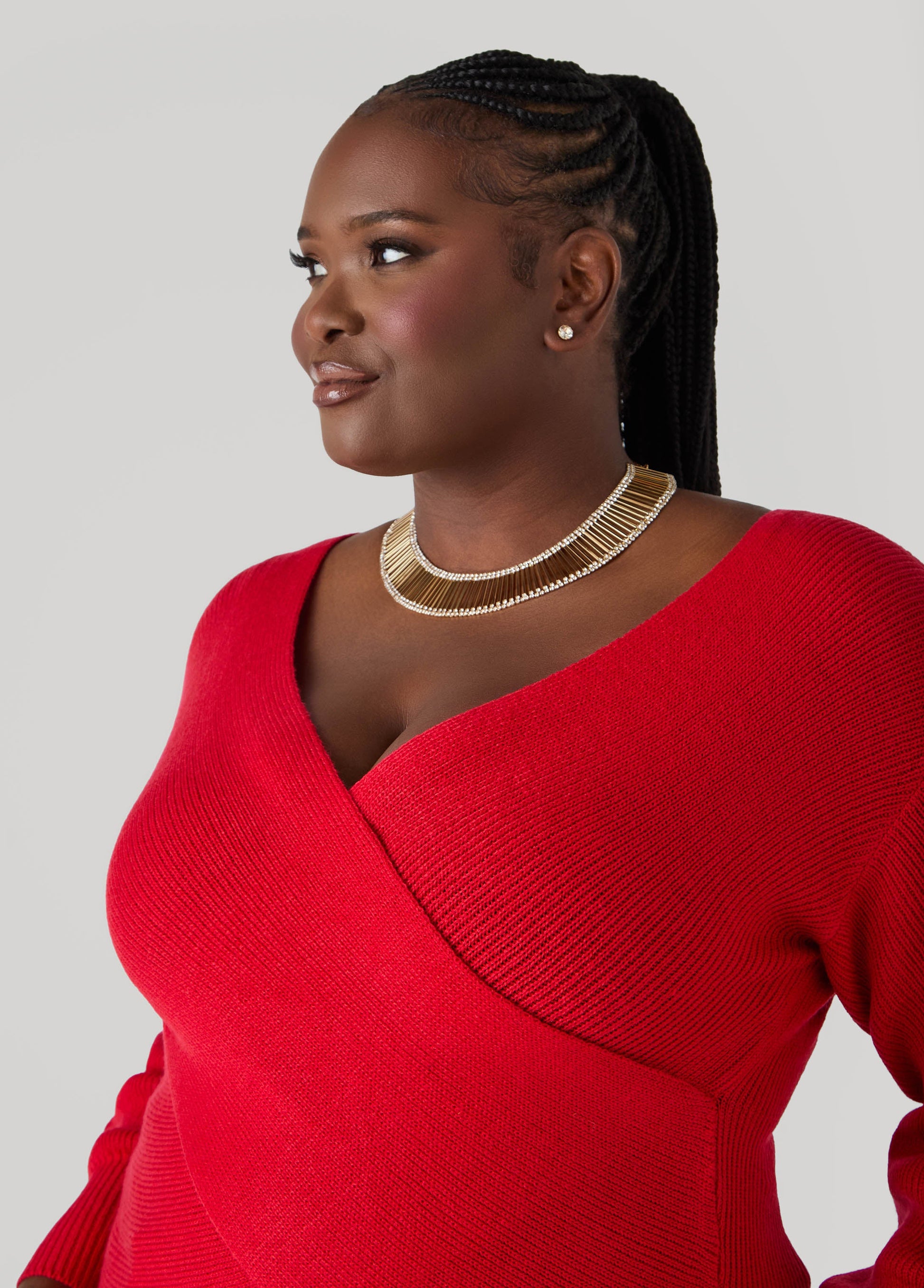 Ashley Stewart Crisscross Sweater Black