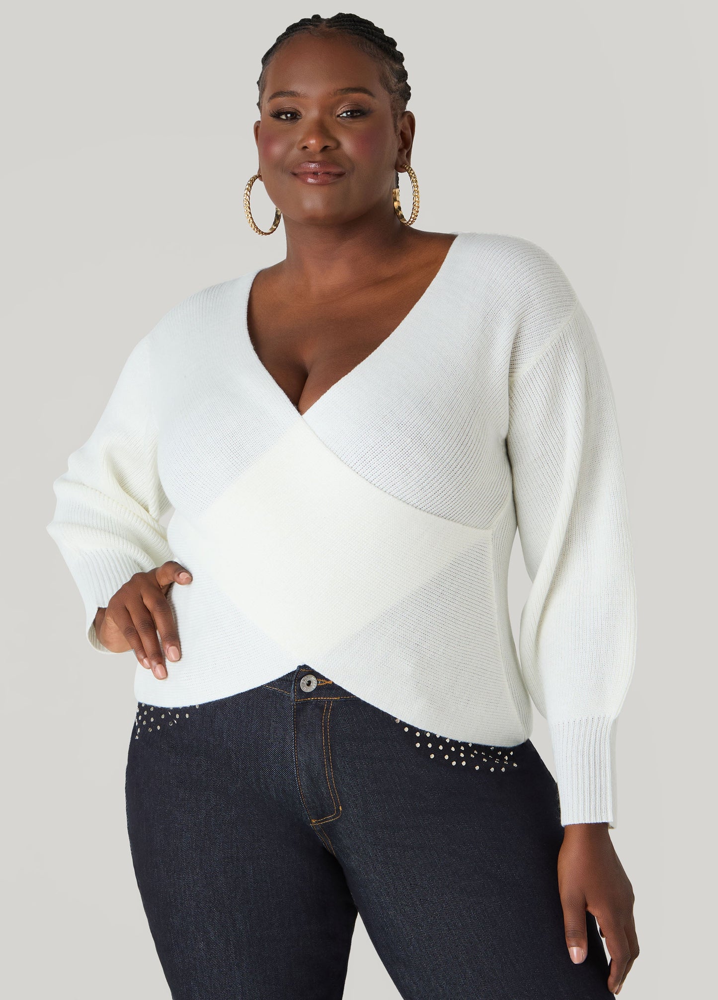 Ashley Stewart Crisscross Sweater Black
