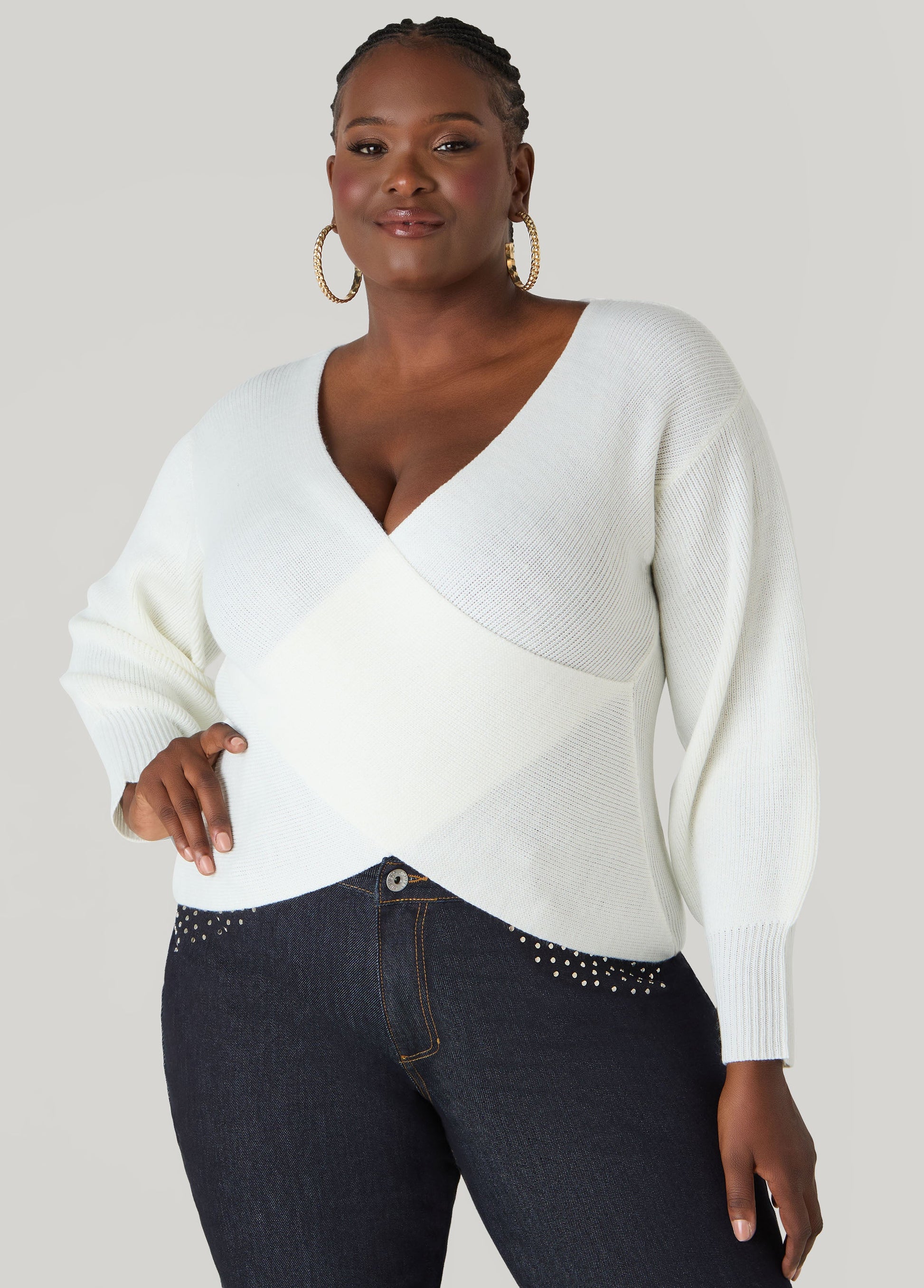 Ashley Stewart Crisscross Sweater Black