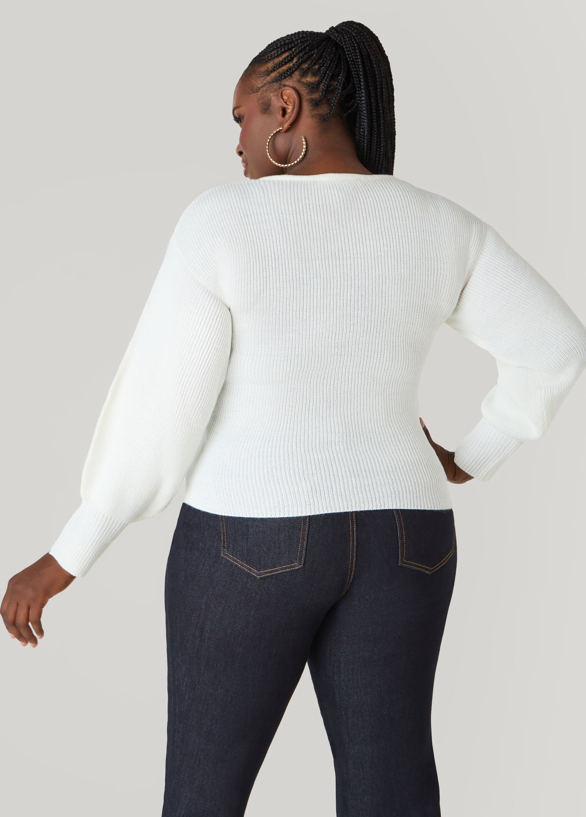 Ashley Stewart Crisscross Sweater Black