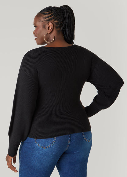 Ashley Stewart Crisscross Sweater Black
