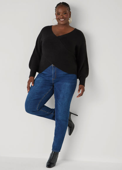 Ashley Stewart Crisscross Sweater Black