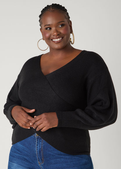 Ashley Stewart Crisscross Sweater Black