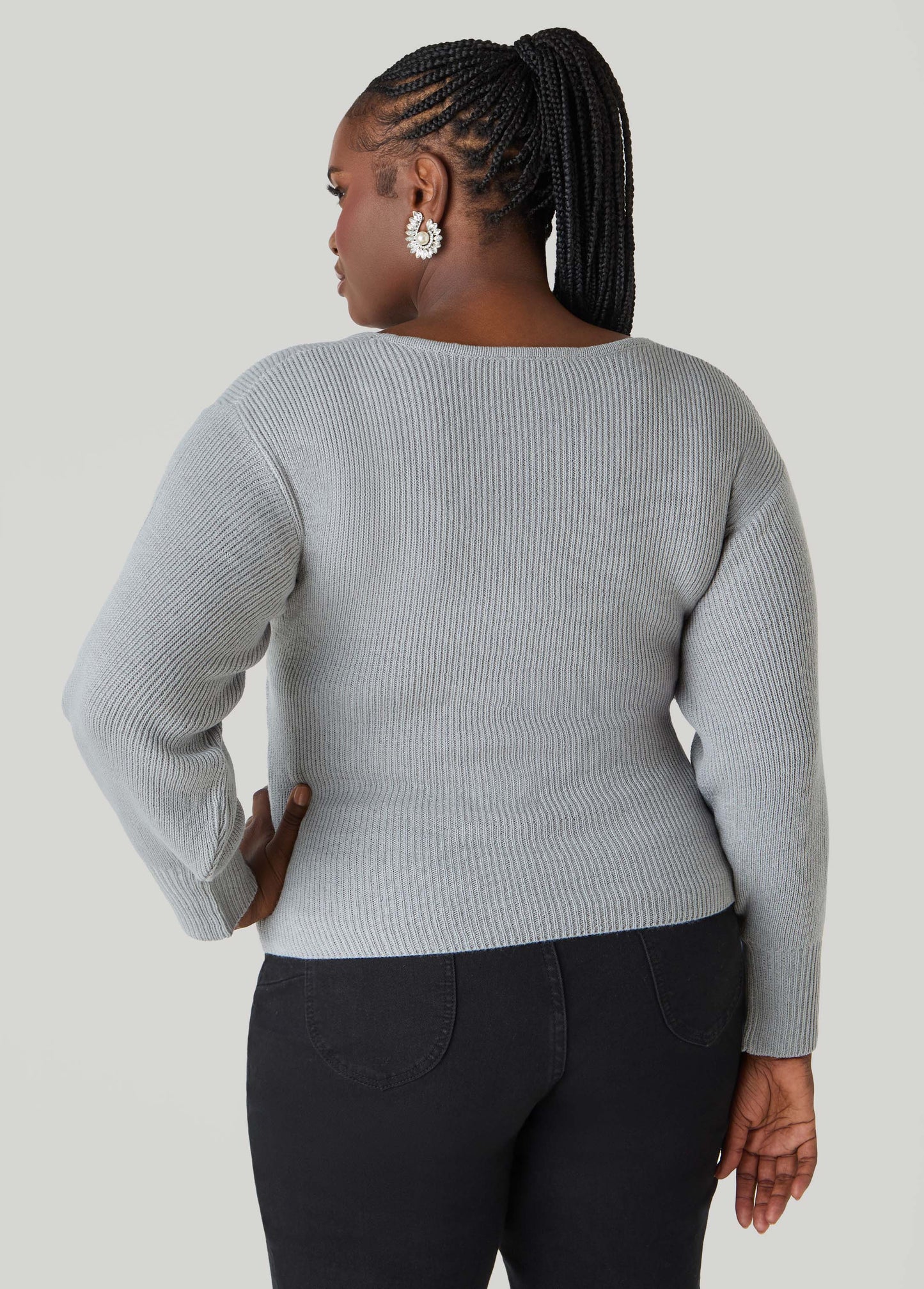 Ashley Stewart Crisscross Sweater Black