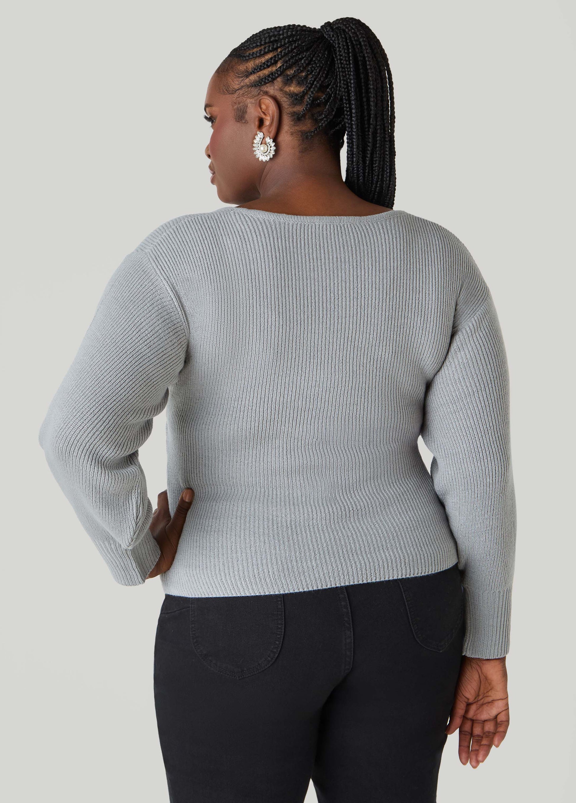 Ashley Stewart Crisscross Sweater Black
