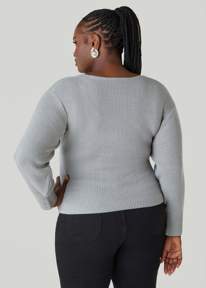 Ashley Stewart Crisscross Sweater Black