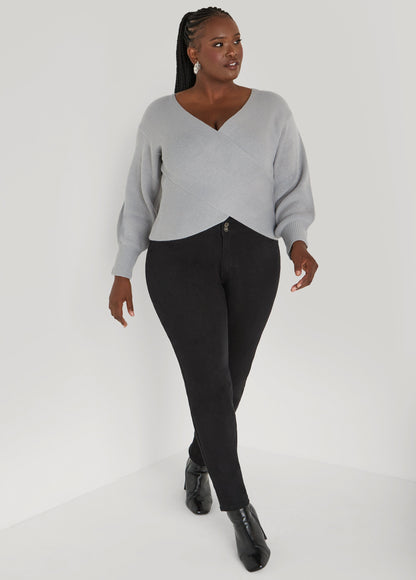 Ashley Stewart Crisscross Sweater Black