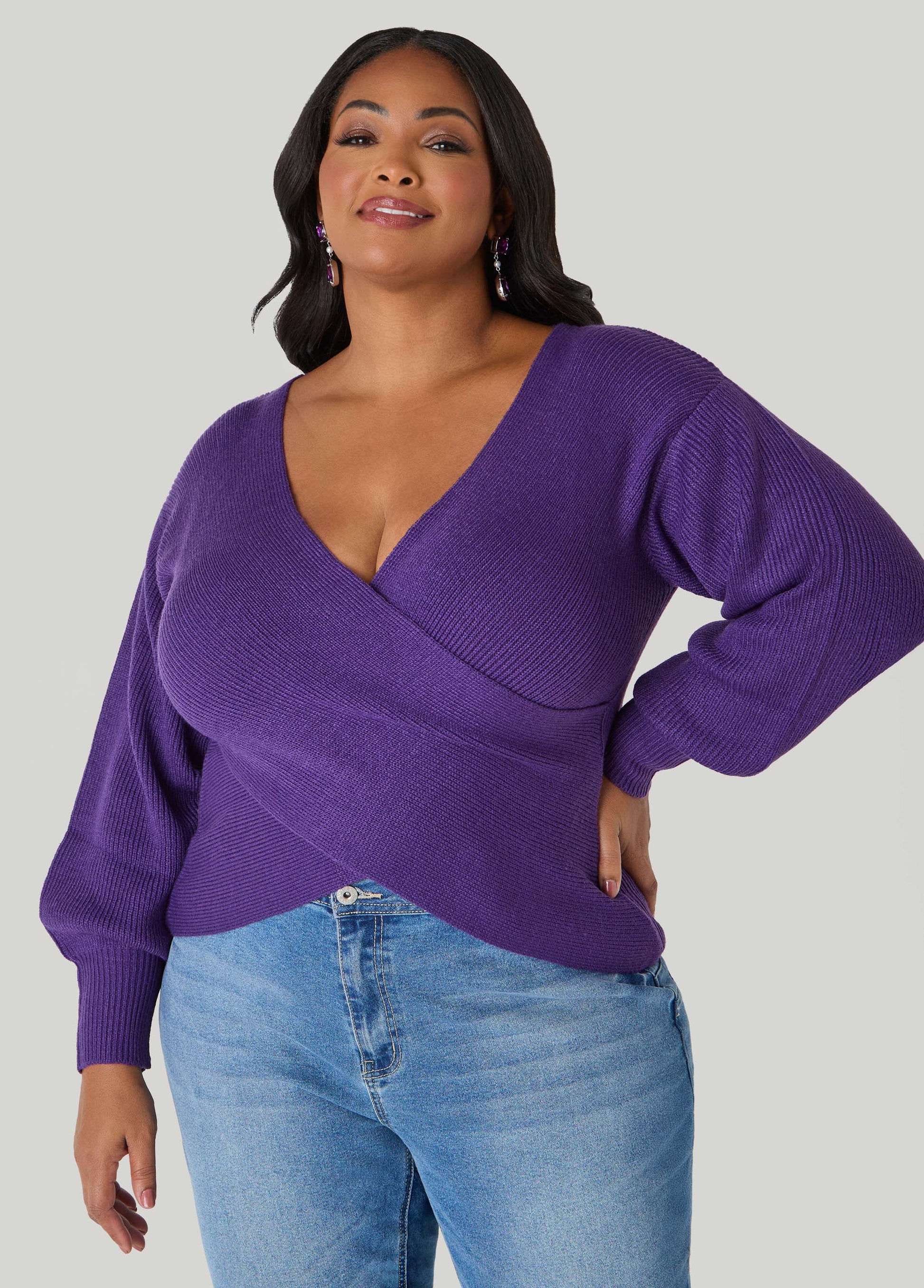 Ashley Stewart Crisscross Sweater Black