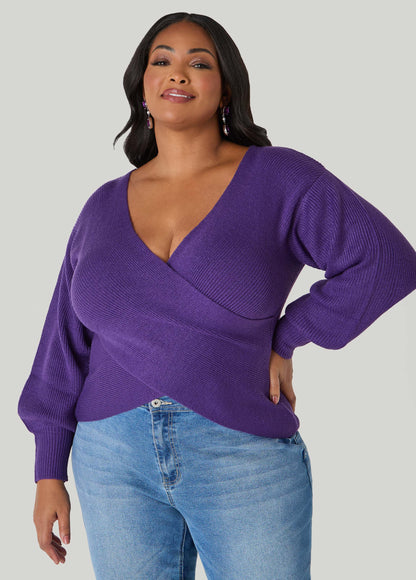 Ashley Stewart Crisscross Sweater Black