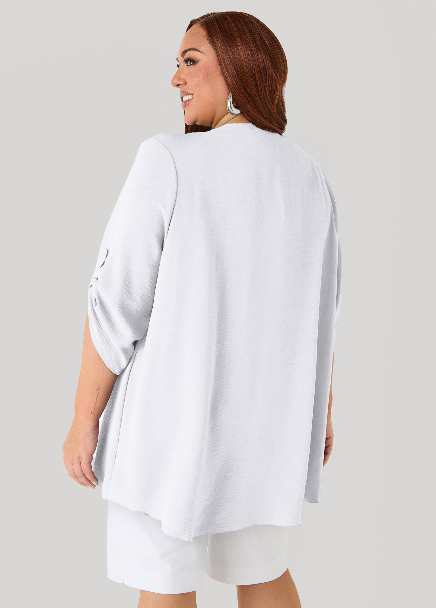 Ashley Stewart Textured Open Front Kimono Blue
