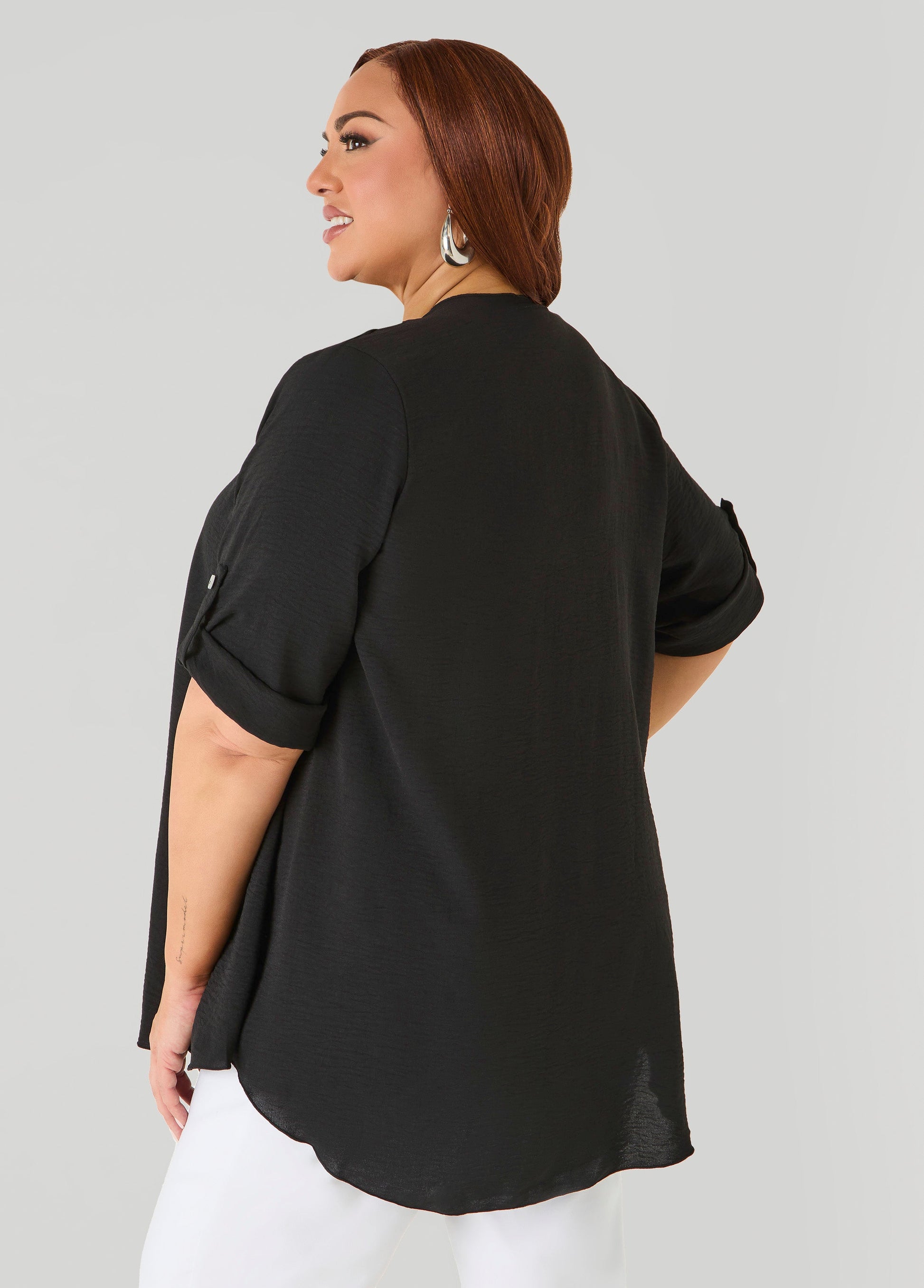 Ashley Stewart Textured Open Front Kimono Blue