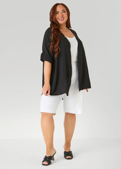 Ashley Stewart Textured Open Front Kimono Blue