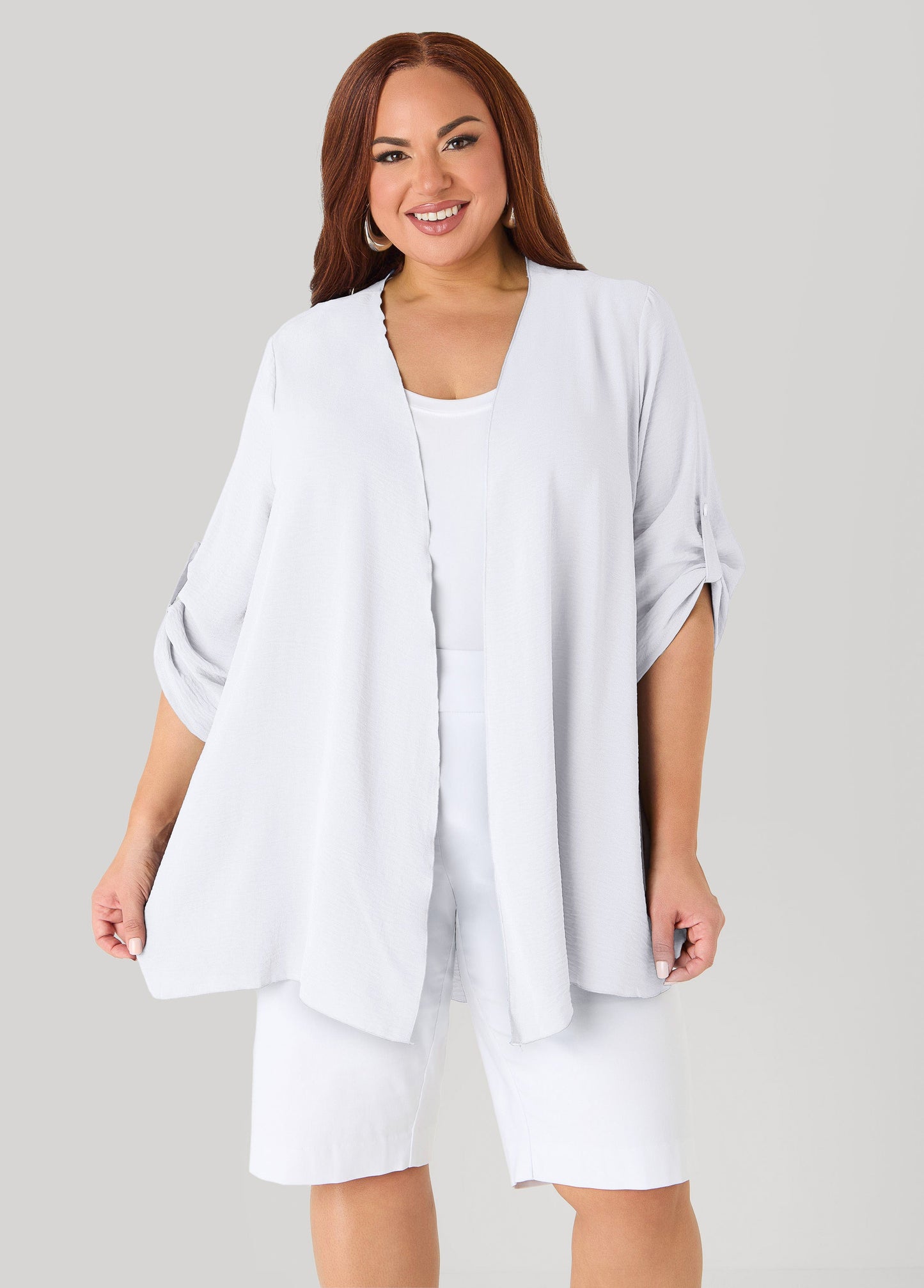 Ashley Stewart Textured Open Front Kimono Blue