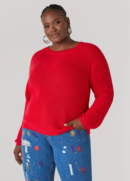 Ashley Stewart Ribbed Raglan Sweater Black