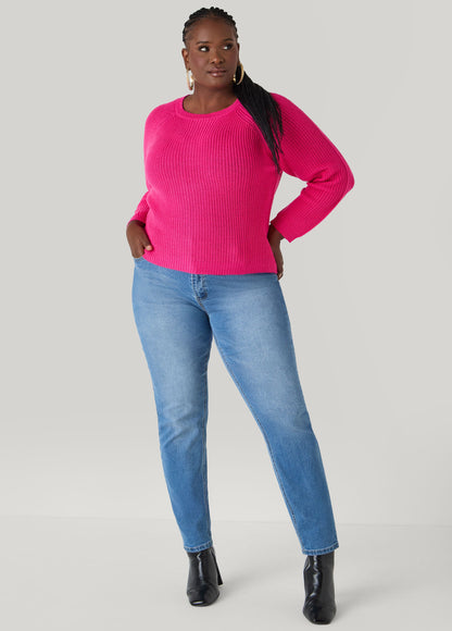 Ashley Stewart Ribbed Raglan Sweater Black
