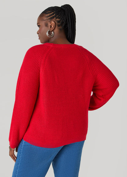 Ashley Stewart Ribbed Raglan Sweater Black