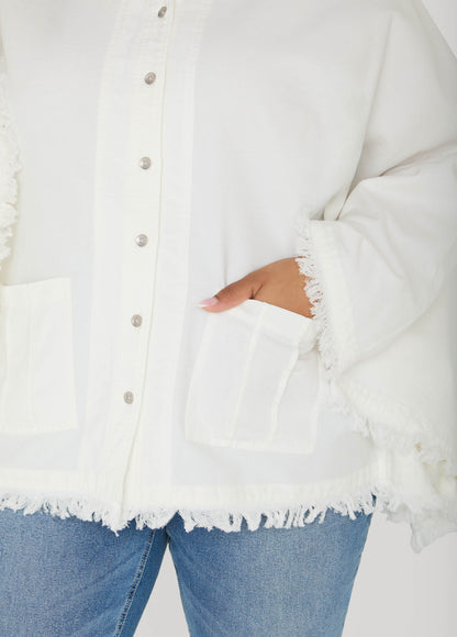Ashley Stewart Bell Sleeved Denim Poncho White