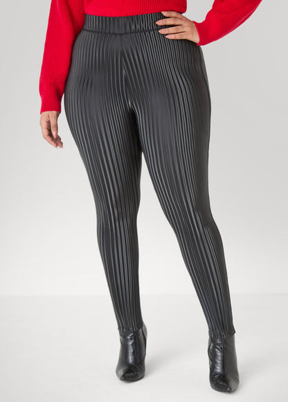 Ashley Stewart Striped Liquid Leggings PETUNIA