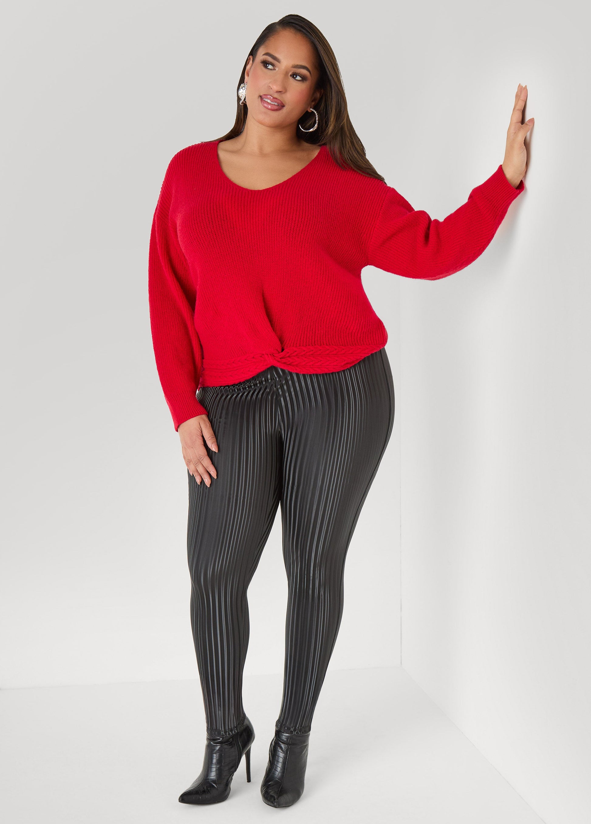 Ashley Stewart Striped Liquid Leggings PETUNIA