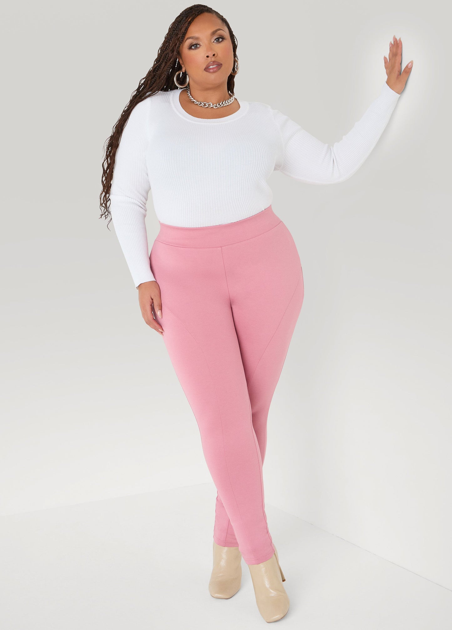 Ashley Stewart Seam Detailed Ponte Leggings Foxglove
