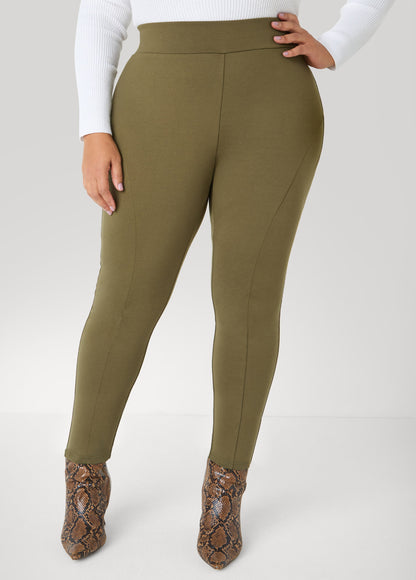 Ashley Stewart Seam Detailed Ponte Leggings Foxglove