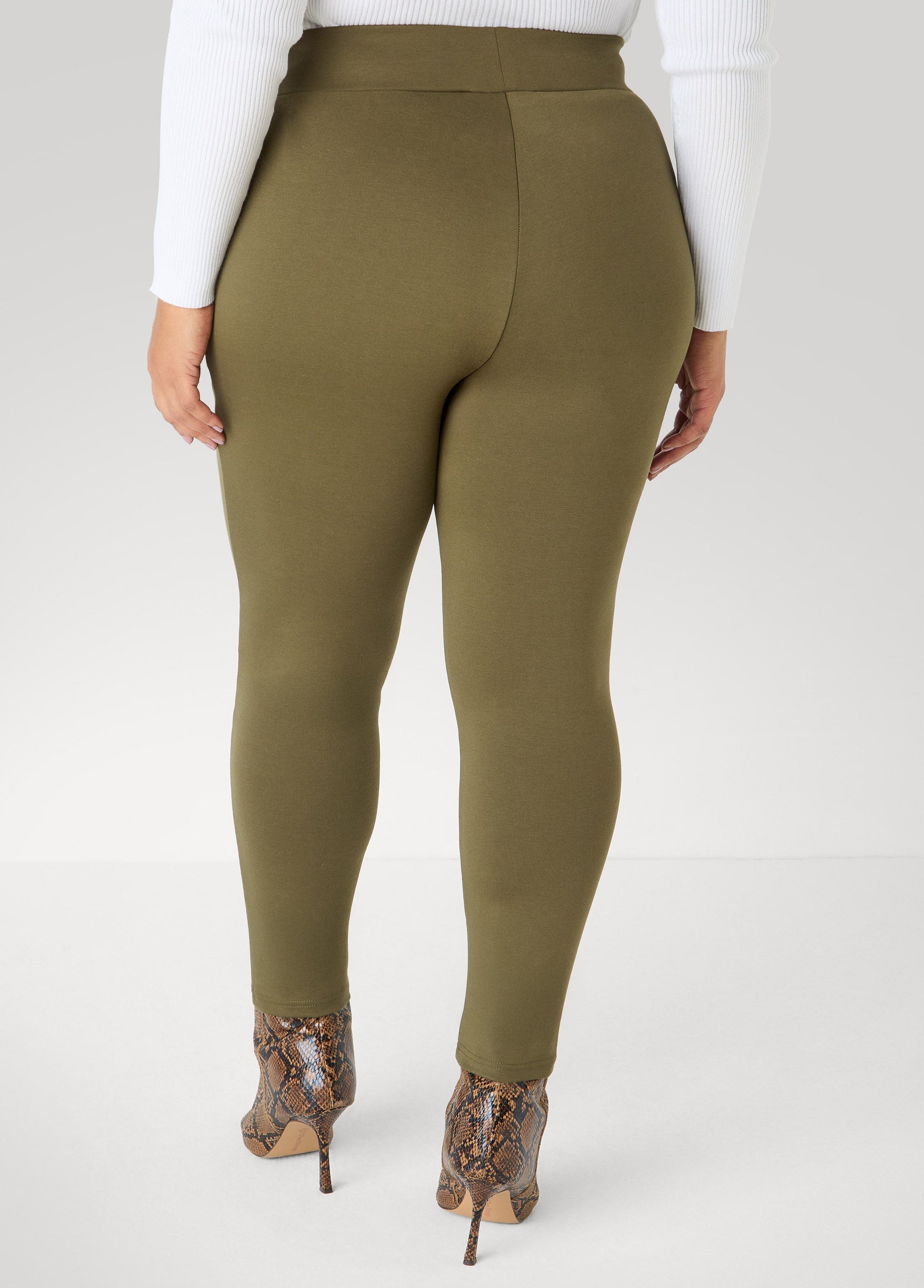Ashley Stewart Seam Detailed Ponte Leggings Foxglove