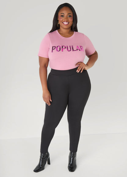 Ashley Stewart Seam Detailed Ponte Leggings Foxglove