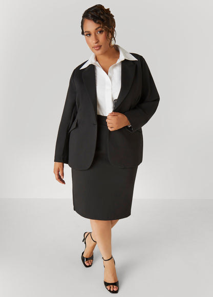 Ashley Stewart Pull On Ponte Skirt Black