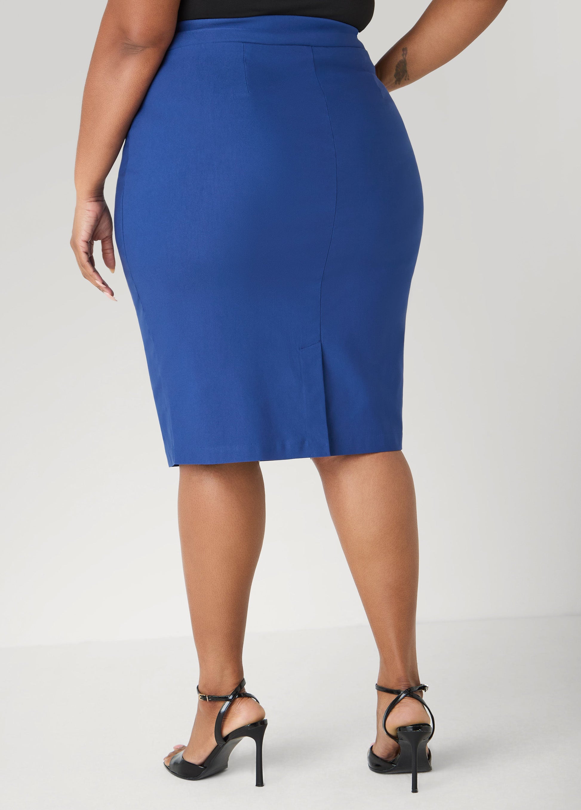 Ashley Stewart Millennium Slip On Skirt Navy Peony