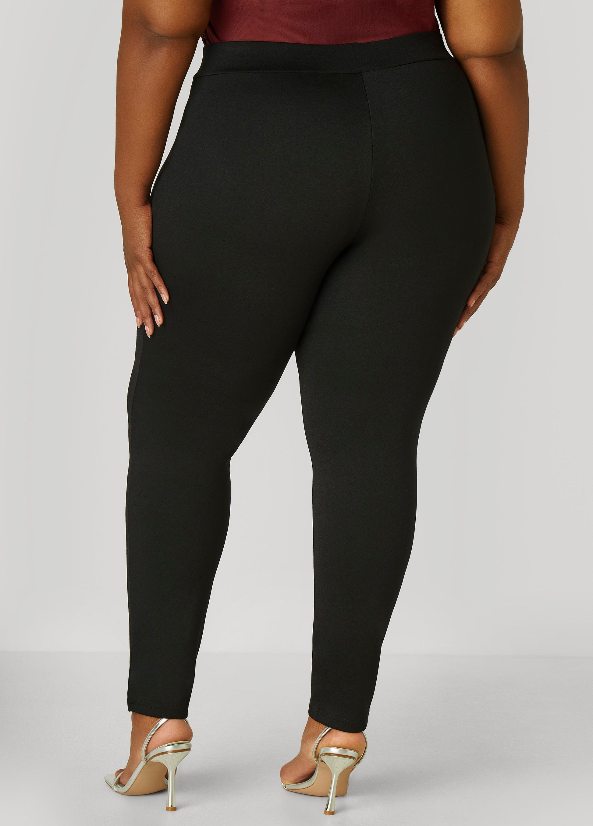 Ashley Stewart Ponte High Rise Pull On Leggings Black