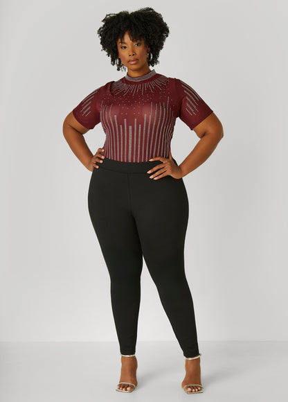 Ashley Stewart Ponte High Rise Pull On Leggings Black
