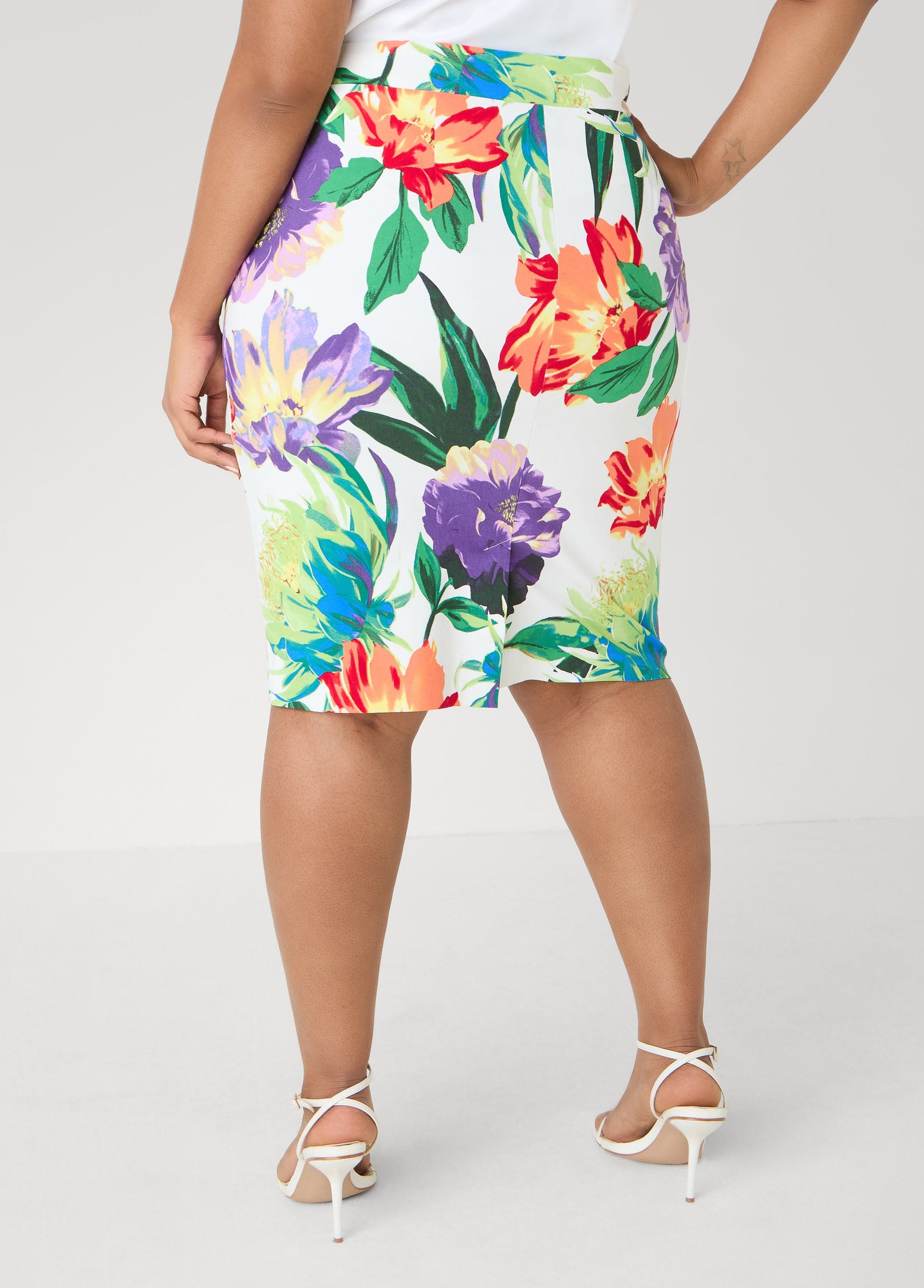 Ashley Stewart Millennium Floral Print Skirt Pansy