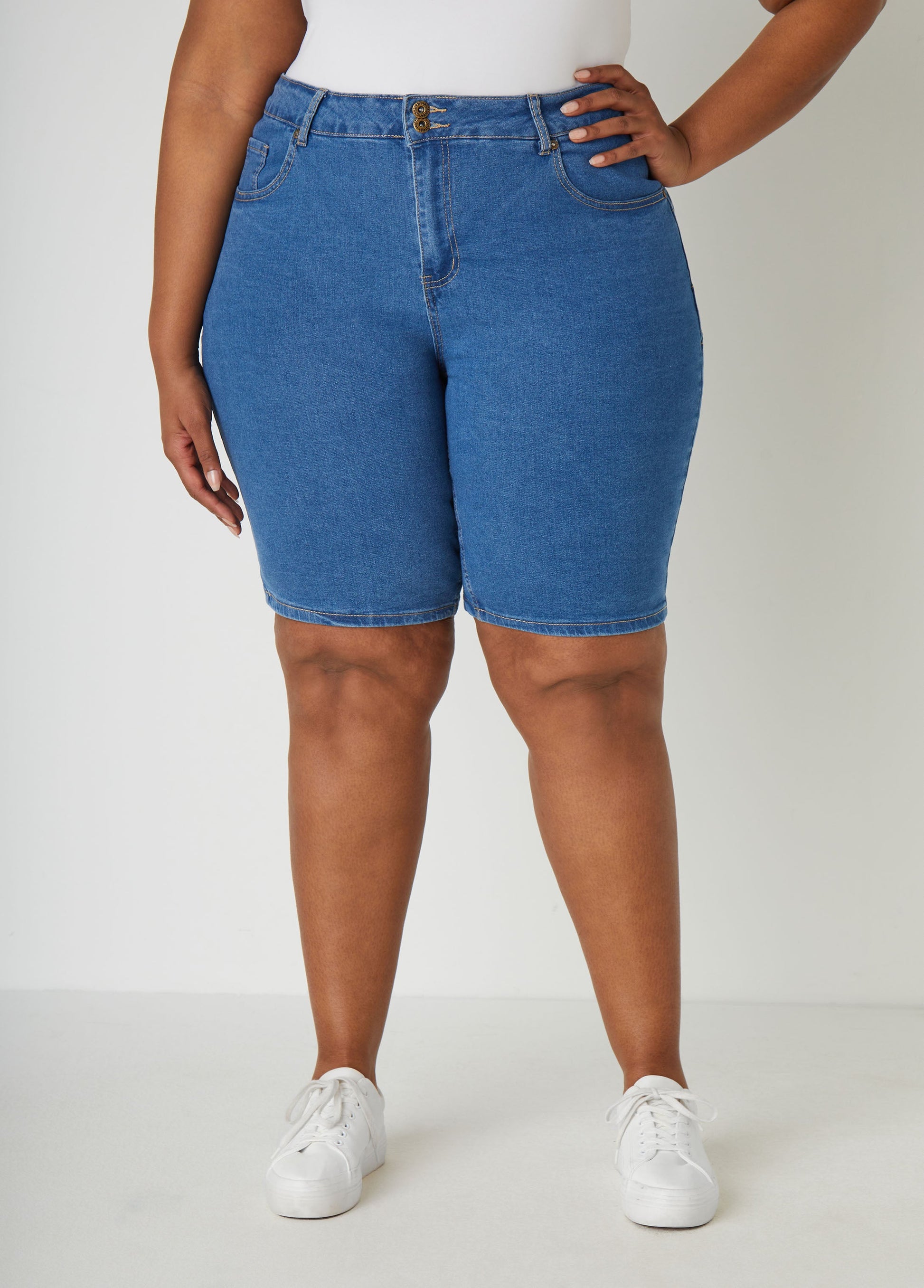 Ashley Stewart Plus Size Jean Shorts Plus Size Mid Rise Denim Shorts Lt Sky Blue
