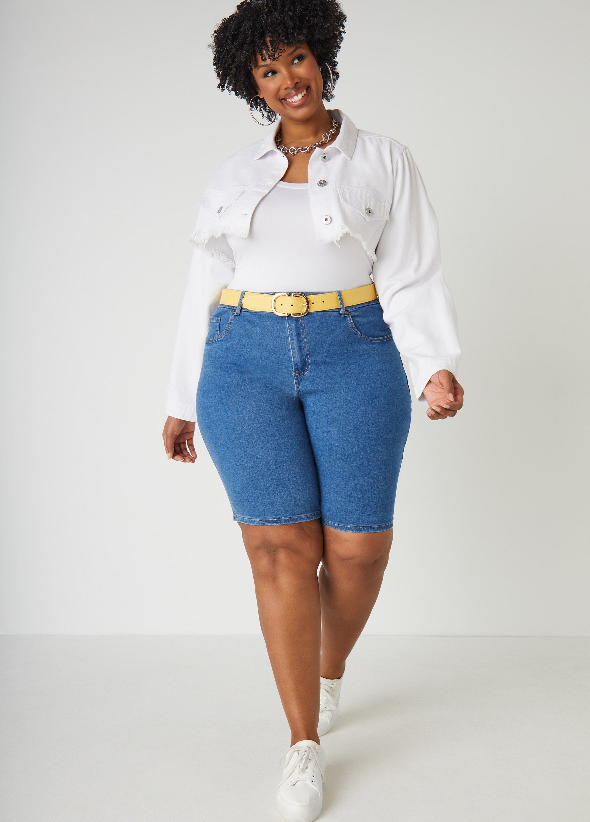 Ashley Stewart Plus Size Jean Shorts Plus Size Mid Rise Denim Shorts Lt Sky Blue