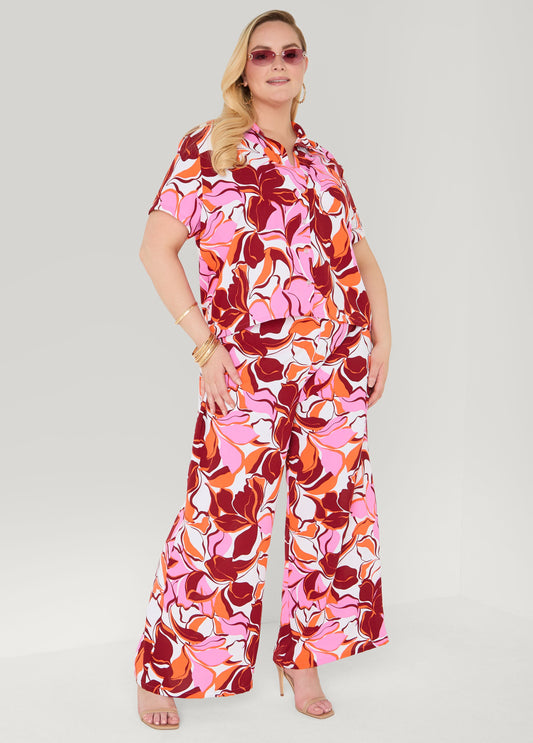 Ashley Stewart Printed High Waist Pants Pink