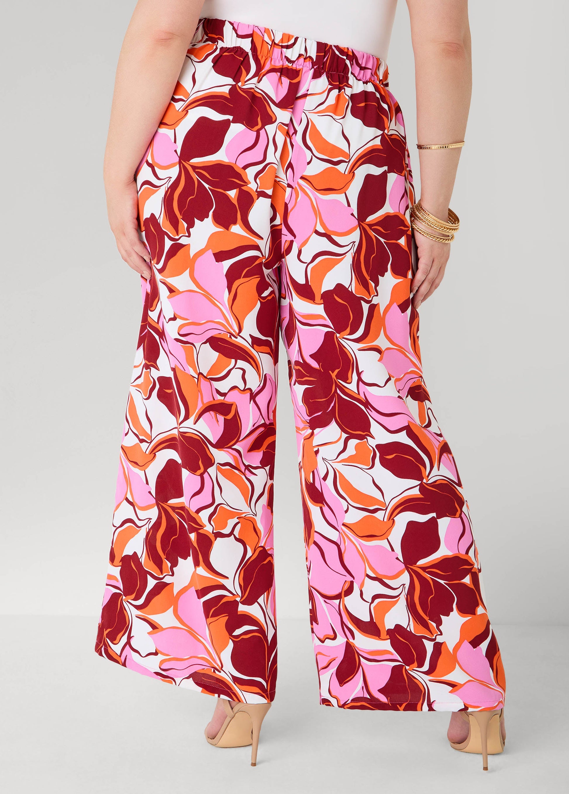 Ashley Stewart Printed High Waist Pants Pink