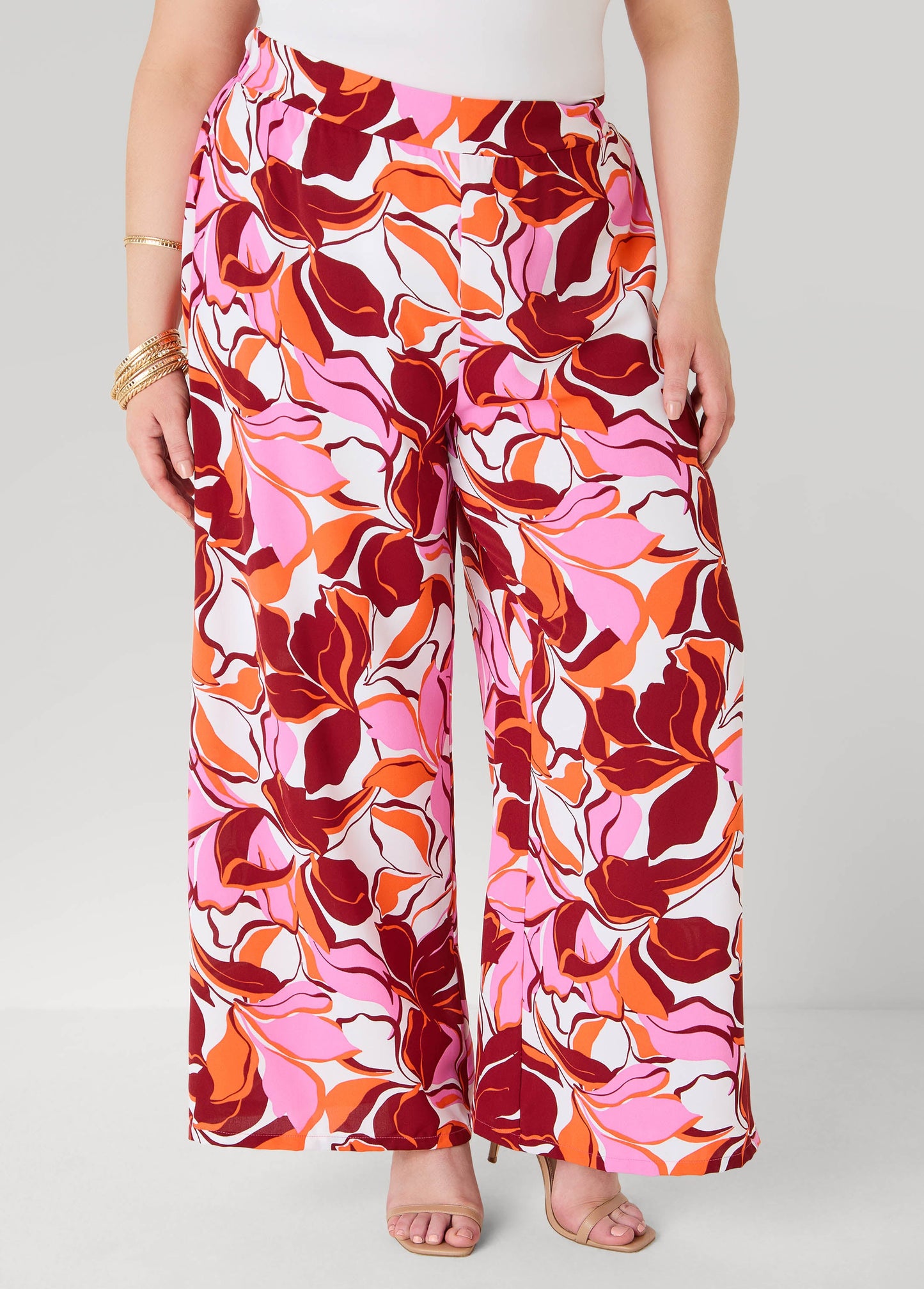 Ashley Stewart Printed High Waist Pants Pink