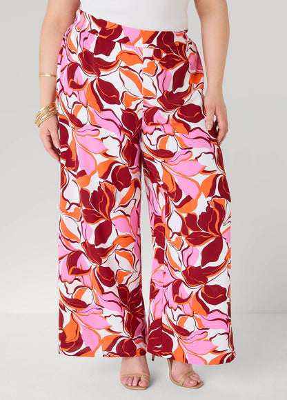 Ashley Stewart Printed High Waist Pants Pink