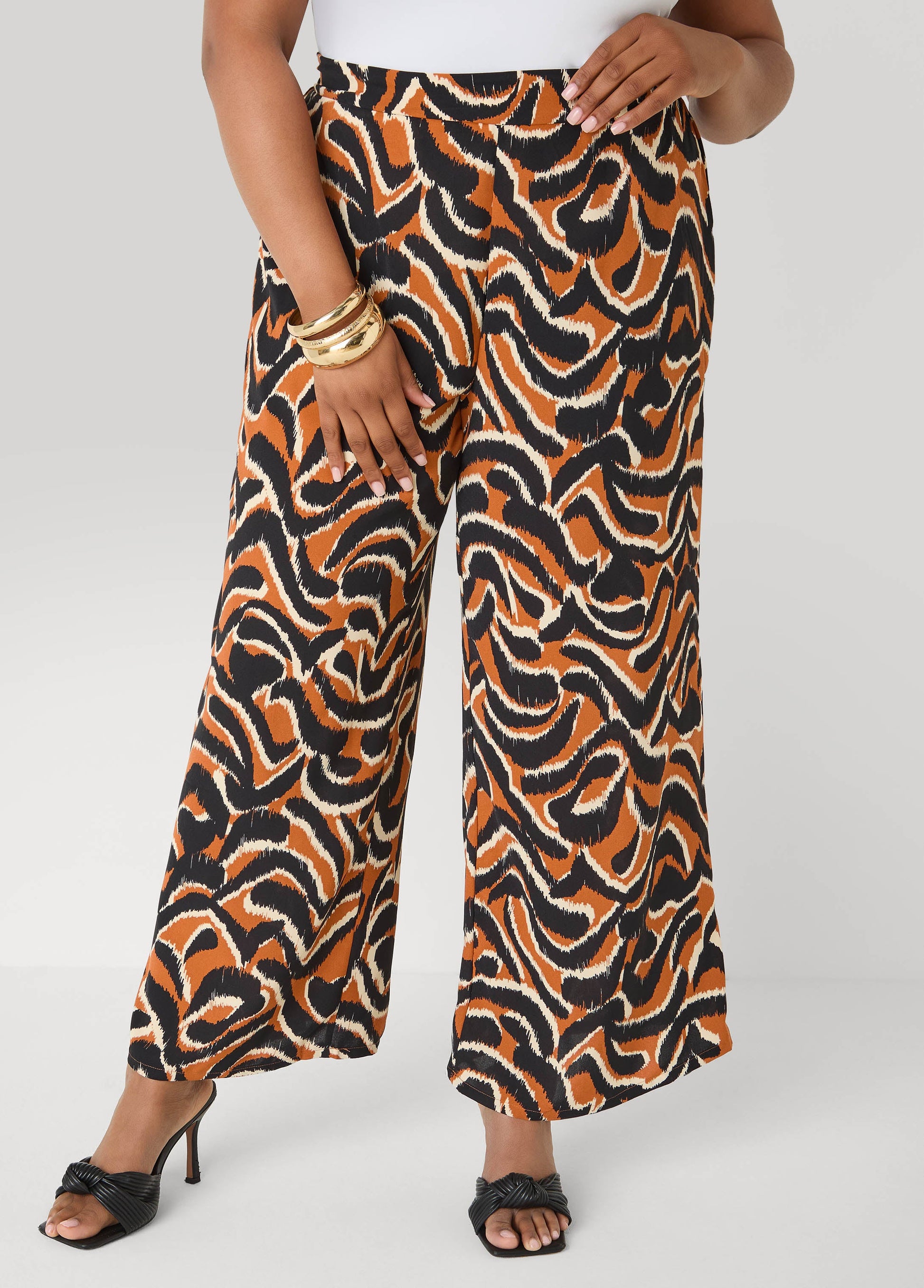 Ashley Stewart Printed High Waist Pants Pink