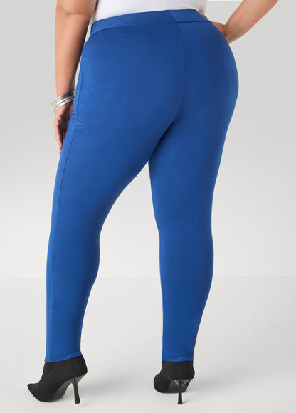Ashley Stewart Ponte Seamed Leggings Navy Peony