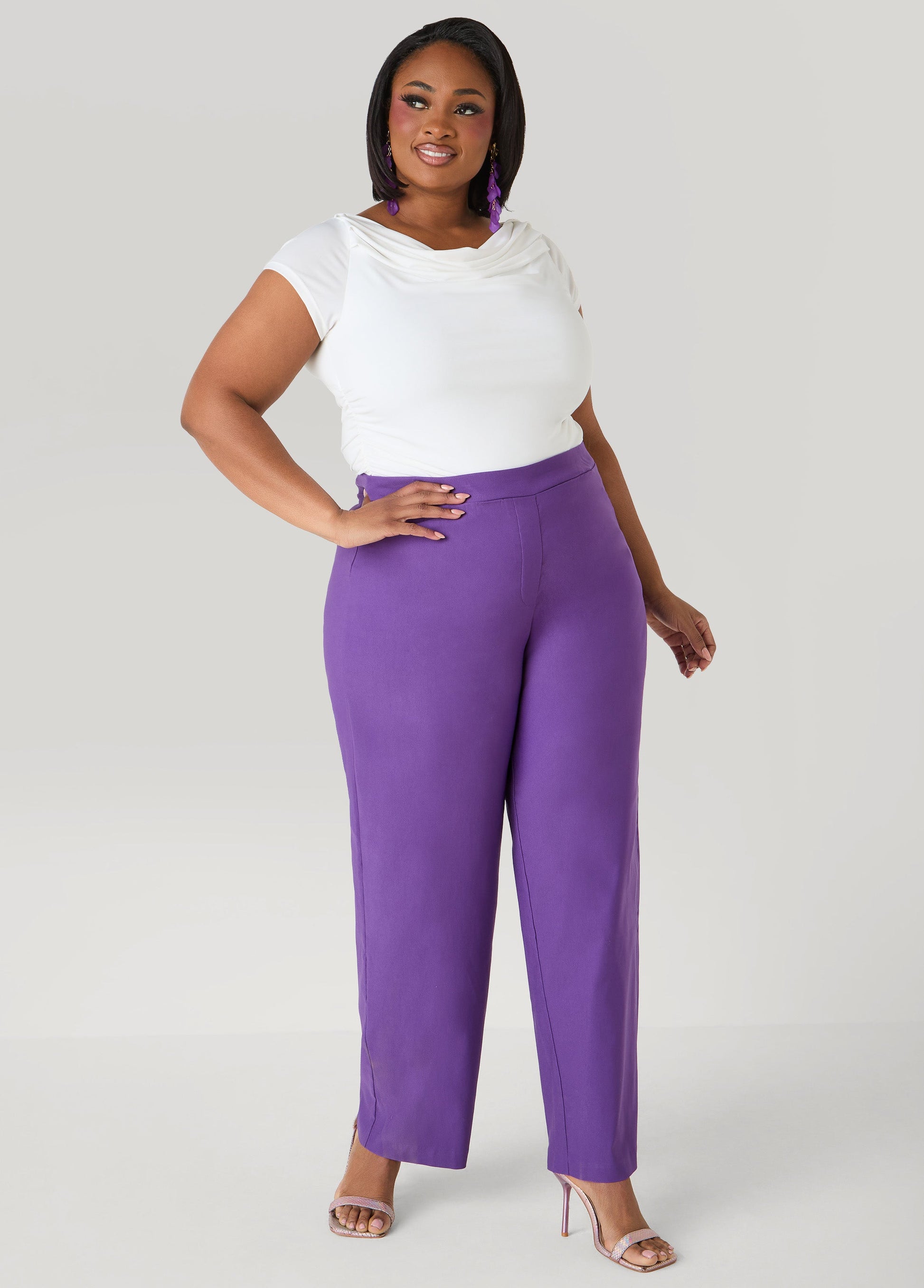 Ashley Stewart Millennium Twill Trousers Pansy