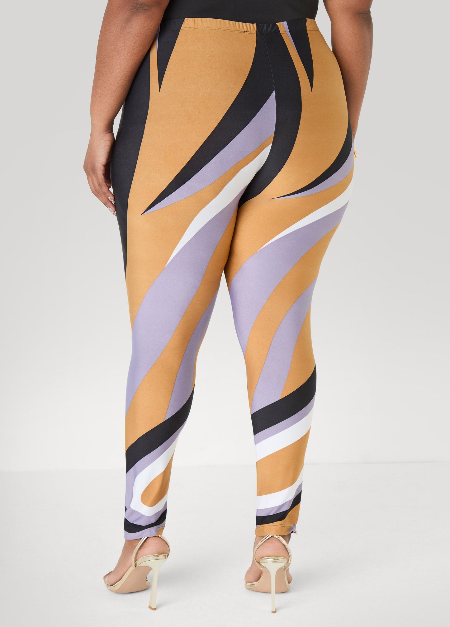 Ashley Stewart Swirl Print Leggings Iced Coffee