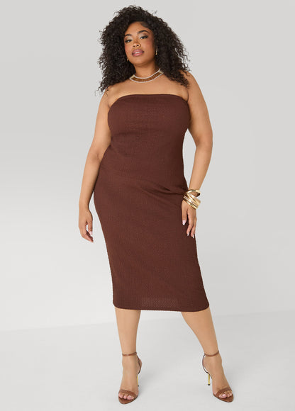 Ashley Stewart Textured Midi Pencil Skirt Calypso Coral