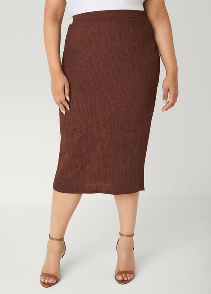 Ashley Stewart Textured Midi Pencil Skirt Calypso Coral